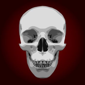 White skull on a ruby background