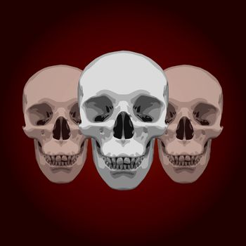 White skull on a ruby background