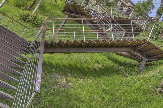 Stairs inside the park in Spain. The image is HDR with great detials