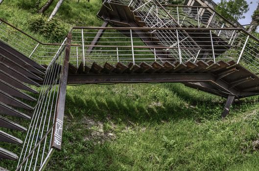 Stairs inside the park in Spain. The image is HDR with great detials