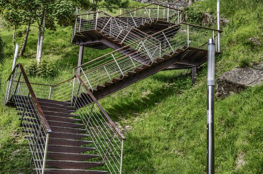 Stairs inside the park in Spain. The image is HDR with great detials