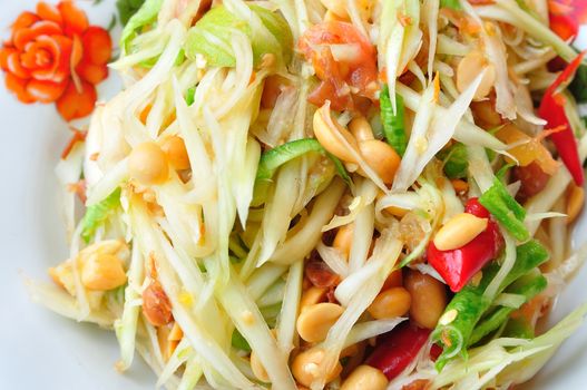 Green papaya salad Thai cuisine spicy delicious : " SOM TAM " Thai speak