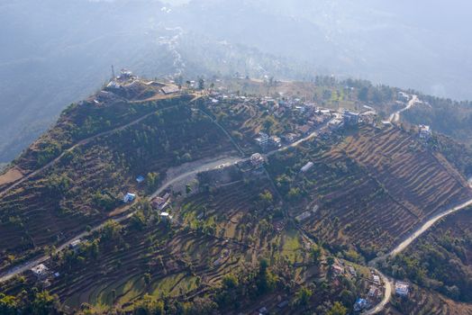 Aerial view of Sarangkot in Nepal