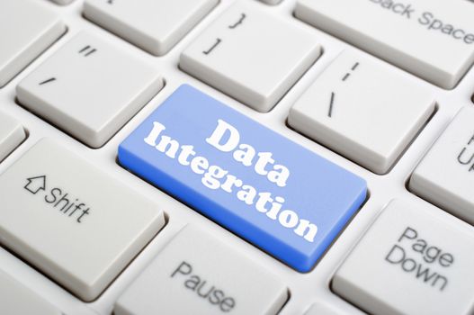 Blue data integration key on keyboard