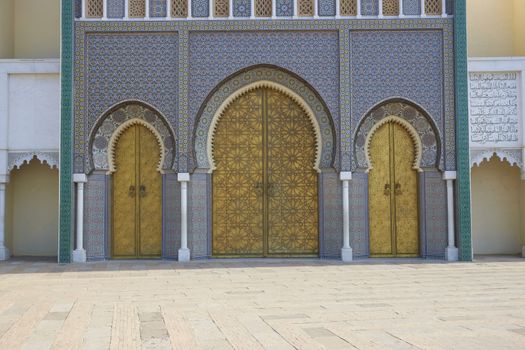 Ornate entrance gates to the Royal Palace in Fes, Morocco