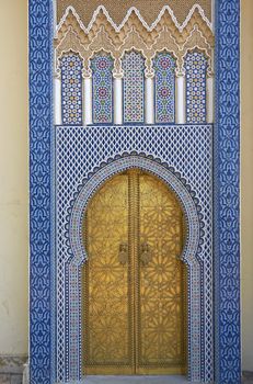 Ornate entrance gates to the Royal Palace in Fes, Morocco