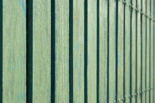 Green wall made from wooden in vintage style texture background.