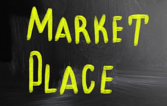 marketplace handwritten with chalk on a blackboard