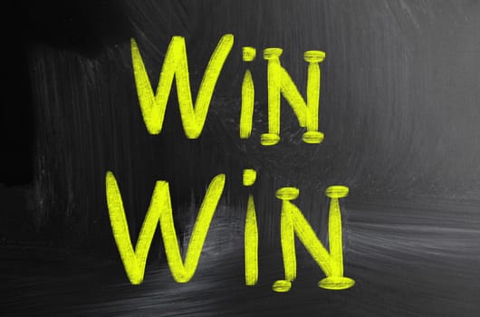 win win handwritten with chalk on a blackboard