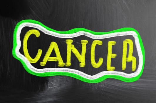 cancer handwritten with chalk on a blackboard