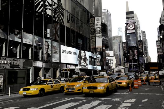 New York, Broadway and yellow cabs
