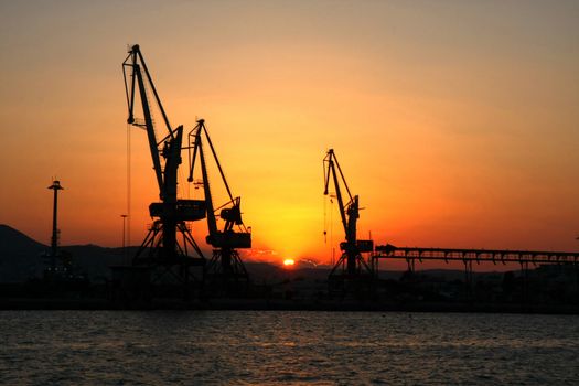 Port of Volos,Greece at nightfall