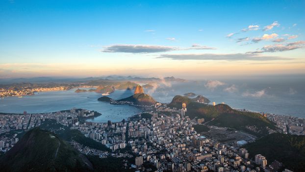 Rio de Janeiro, view from Corcovado to Sugarloaf Mountain (in Portuguese, Pao de Azucar)