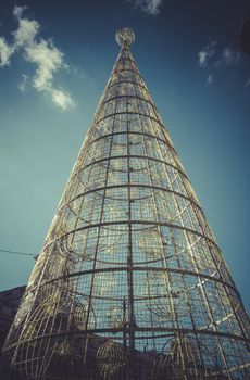 christmas tree at puerta del sol, Image of the city of Madrid, its characteristic architecture