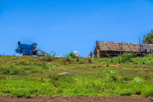 Everyday life along Tonle Sap river,Siem Reap province, Cambodia