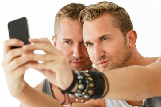 Happy, best friends make a selfie