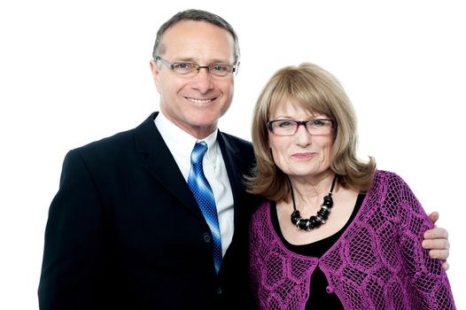 Happy senior couple posing to the camera