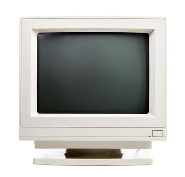 Vintage CRT computer monitor on white background