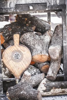 wood stove in a medieval fair, Spain