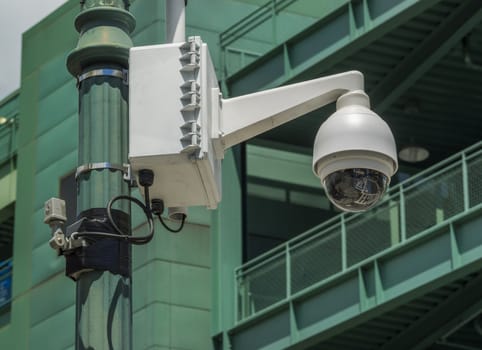Security camera on lamp post near Fenway Park, Boston, MA. USA