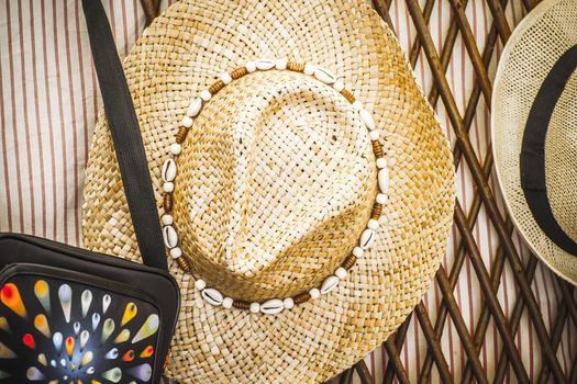 handmade wicker hats in a medieval fair