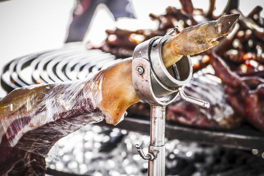 jamon iberico in a medieval fair