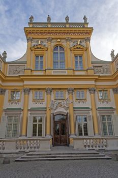 Entrance to the Royal Palace in Wilanow, Warsaw, Poland.