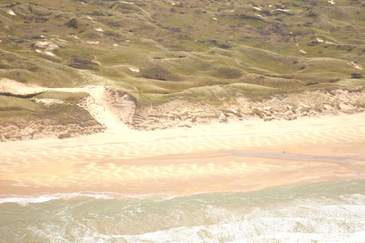 Dutch coastline at North Sea from above