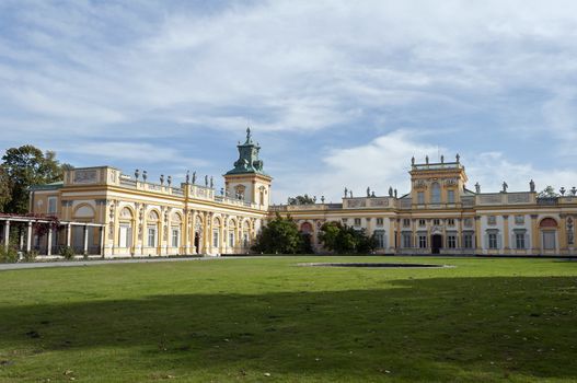 View of the Royal Palace in Wilanow, Warsaw, Poland.