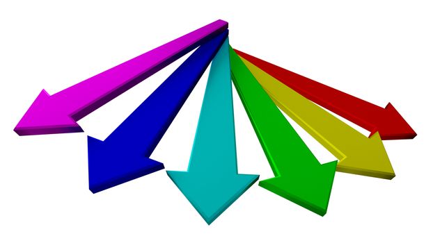 colorful arrows isolated on the white background