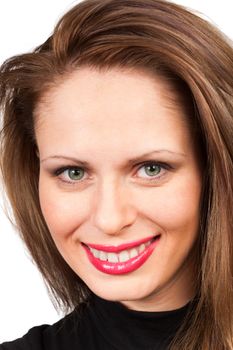 portrait of a young woman on a white background