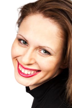 portrait of a young woman on a white background