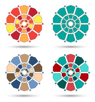 four color variations flowerful mandala isolated