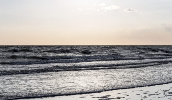 evening light over the northsea from the coast of holland
