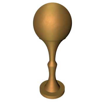 Golden cup isolated over white, 3d render