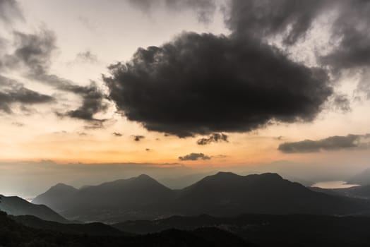 Sunset over the mountains from Regional Park of Campo dei Fiori Varese