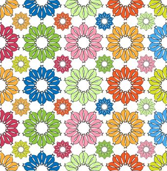 Spring fabric or background with colorfully flowers pattern