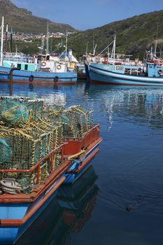 Fishing boats in the harbor at Houts Bay in South Africa