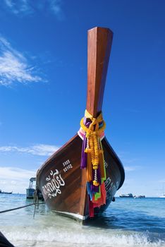 Long-tailed boat on Bundhaya beach Koh Lipe Thailand Thailand