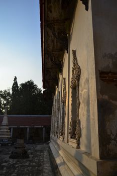 Wall and Window at old Temple in Thailand.