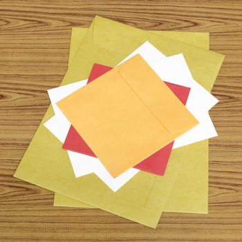 envelope on wood background