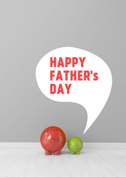 happy fathers day in speech bubble by baby piggy