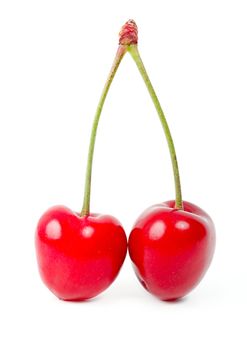 Ripe cherry fruits in pair