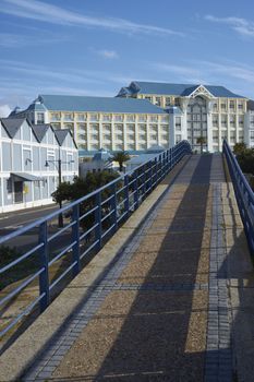 Walkway and modern building in the Victoria and Albert Waterfront in Cape Town in South Africa