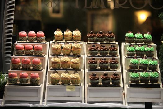 Cupcakes in the window a candy store