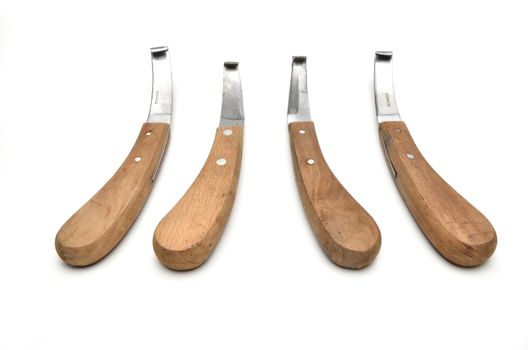 knife for trimming animal hoof on white background