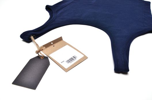 undershirt with price tag on white background