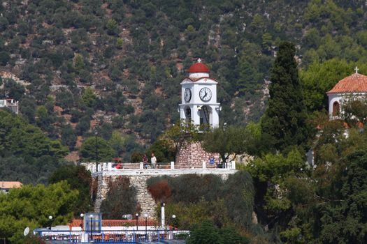 Clock tower as  part of a Church,view from ferry