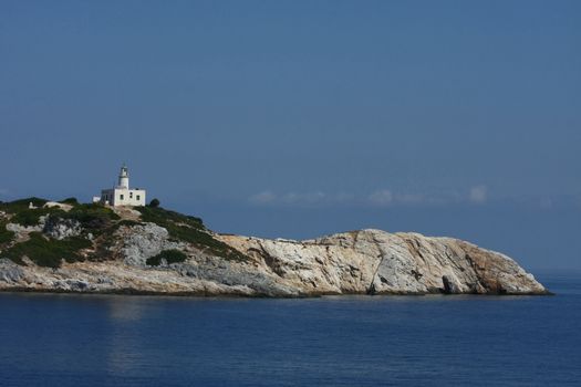 Beacon in between islands Skopelos and Skiathos,Greece