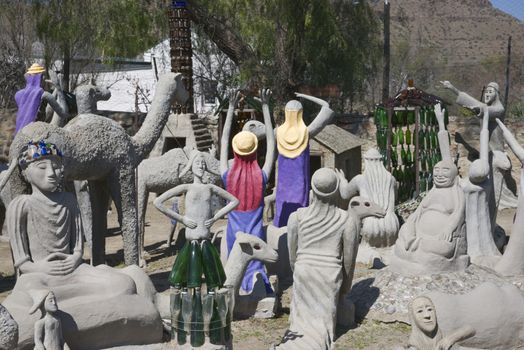 Sculptures at the Owl House Museum in Nieu Bethesda in the Eastern Cape, South Africa
